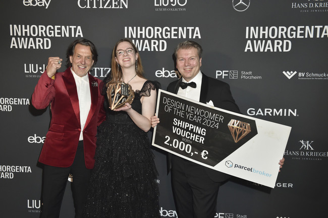 Stephen Webster, Thea Thiessen, Martin Curtz (Parcel Broker)
Foto: BrauerPhotos / G. Nitschke für INHORGENTA 