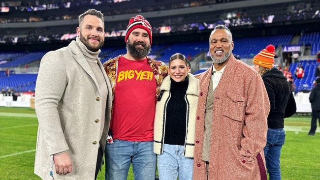 V.l.: Björn Werner, Jason Kelce, Jana Wosnitza und Patrick Esume
Foto: RTL