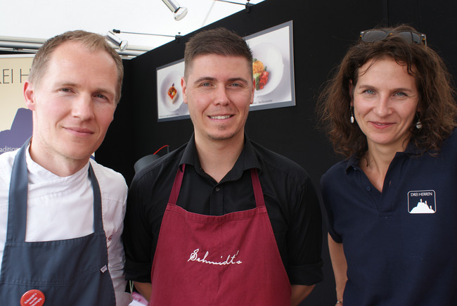 Olaf Krautz (Chef Schmidts), Roman Müller (stellv. Restaurantleiter) und Antje Wiedemann (3 Herren)