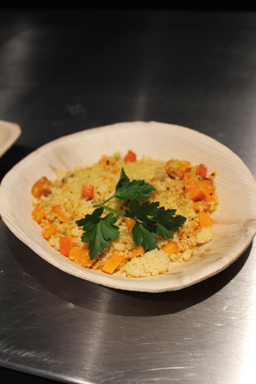  Couscous mit Kürbiscreme und gegrilltem Rindfleisch